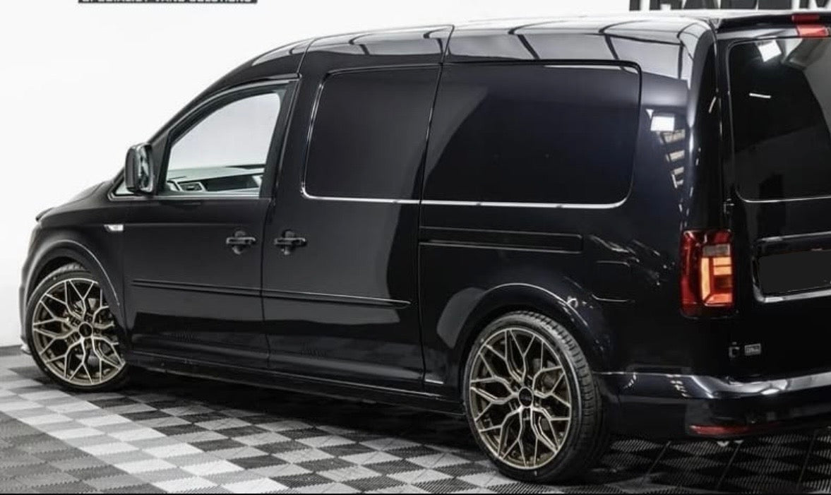 VW CADDY 2K MAXI 2K SIDE LOADING DOOR RAIL COVER LEFT & RIGHT SIDE 2004 - 2020 PAINTED IN LC9X DEEP BLACK PEARL