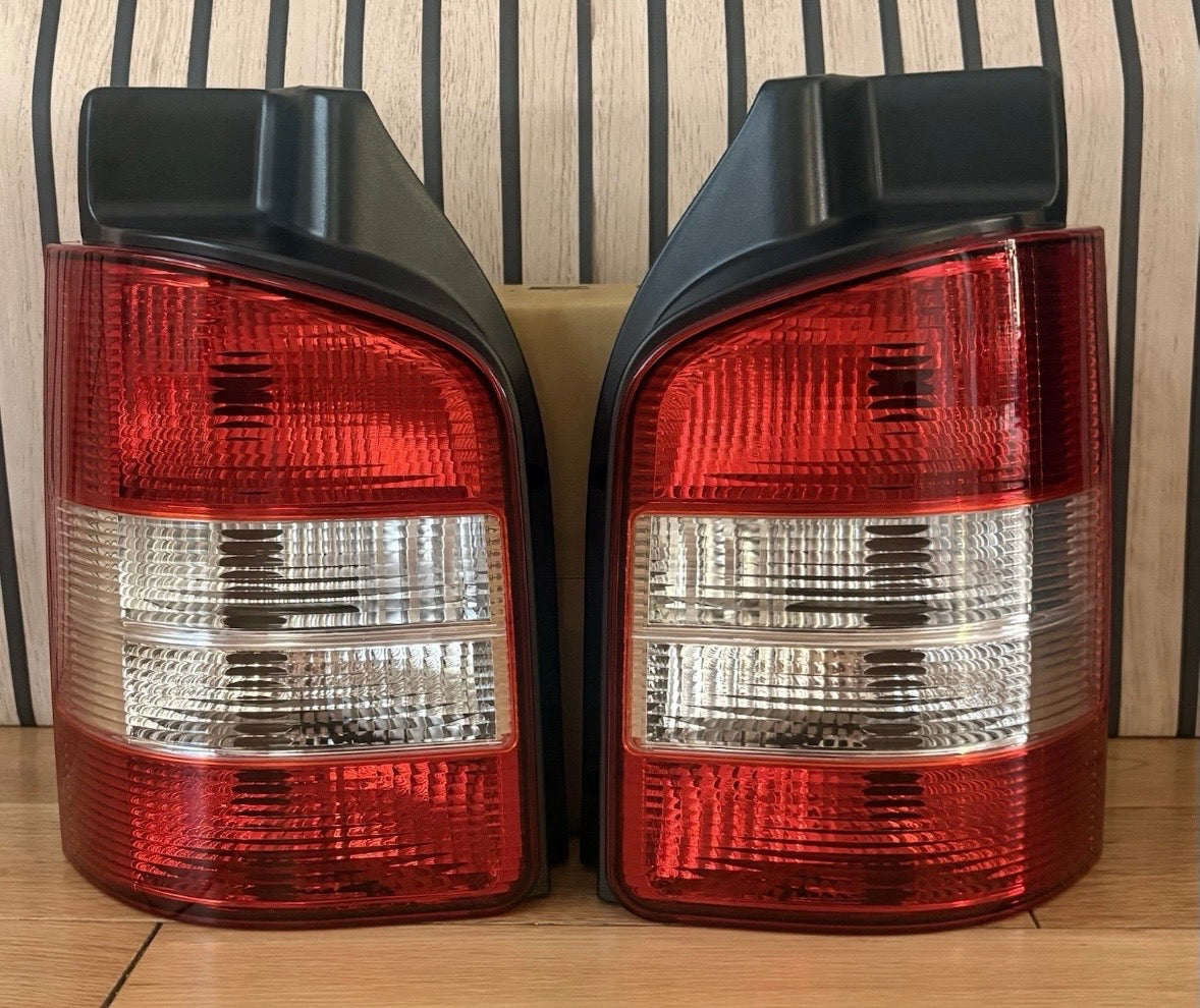 VW T5 2010-2015 | Rear Light Lamp Lens | Clear Indicator | Pair | Twin Door