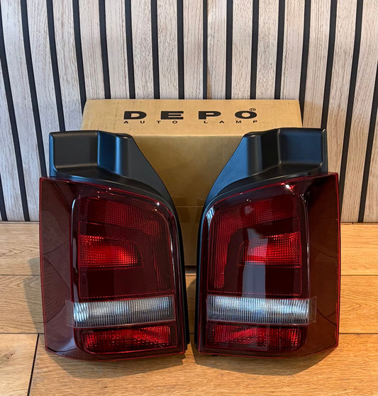 VW T5 2010-2015 | Rear Light Tailgate Smoked Tail Lamp Lens | Pair | Left & Right