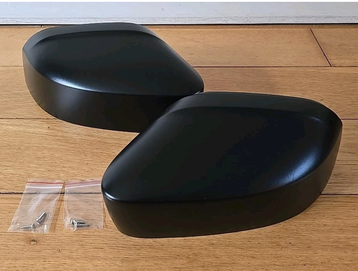 VW CADDY LIFE WING DOOR MIRROR CAP COVERS |PAIR|  BLACK TEXTURED