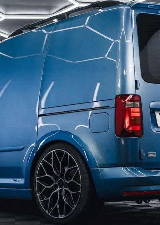 VW CADDY PASSENGERS SIDE LOADING DOOR RAIL COVER PAINTED IN ACAPULCO BLUE LR5T