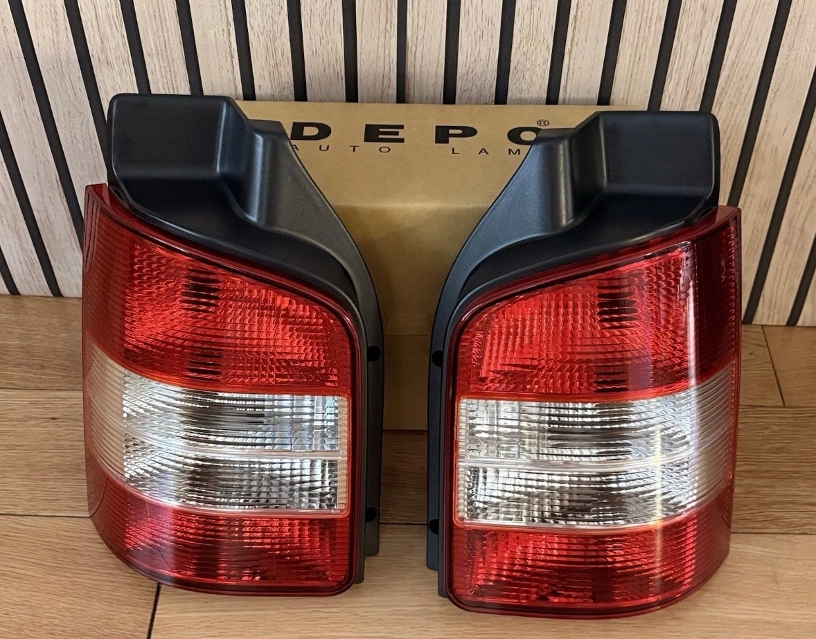 VW T5 2010-2015 | Rear Light Lamp Lens | Clear Indicator | Pair | Twin Door