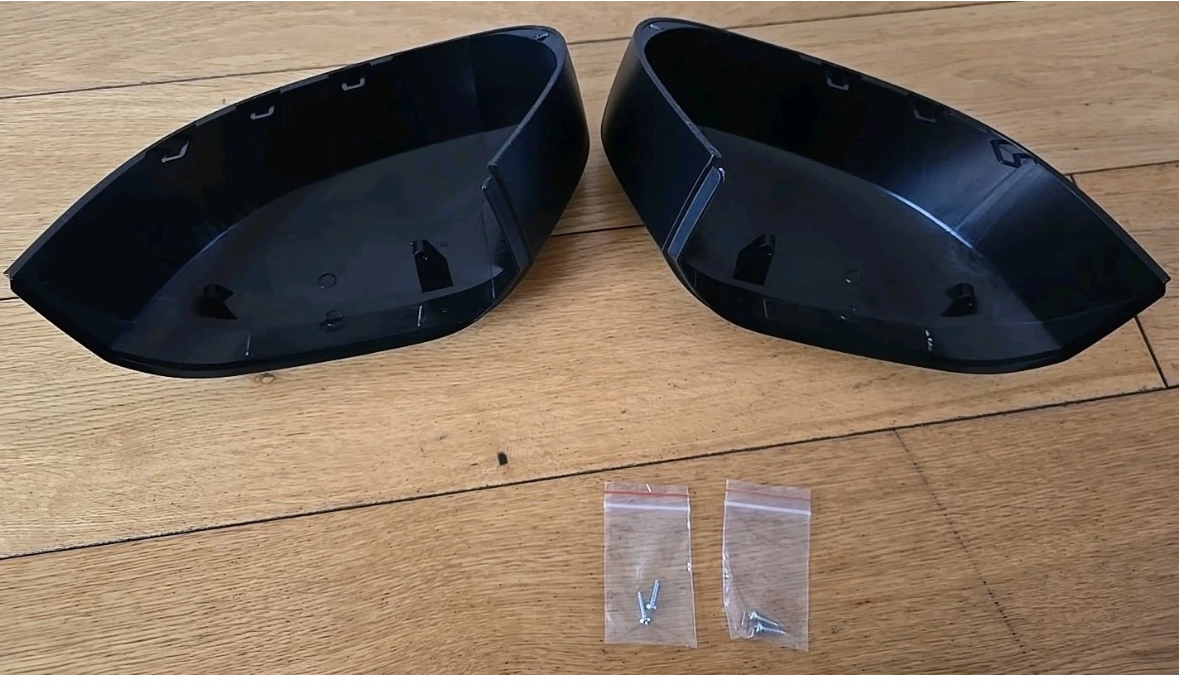 VW CADDY LIFE WING DOOR MIRROR CAP COVERS |PAIR|  BLACK TEXTURED