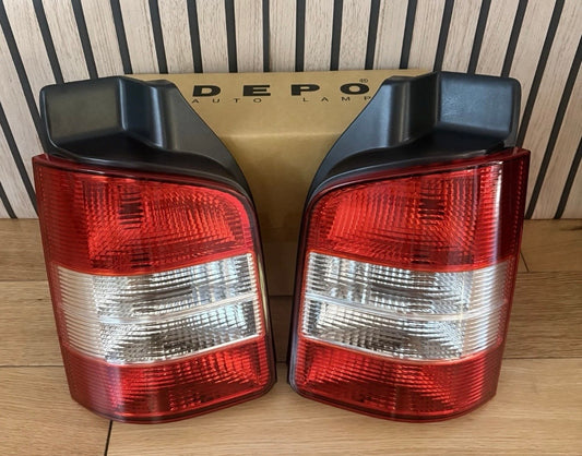 VW T5 2010-2015 | Rear Light Lamp Lens | Clear Indicator | Pair | Twin Door