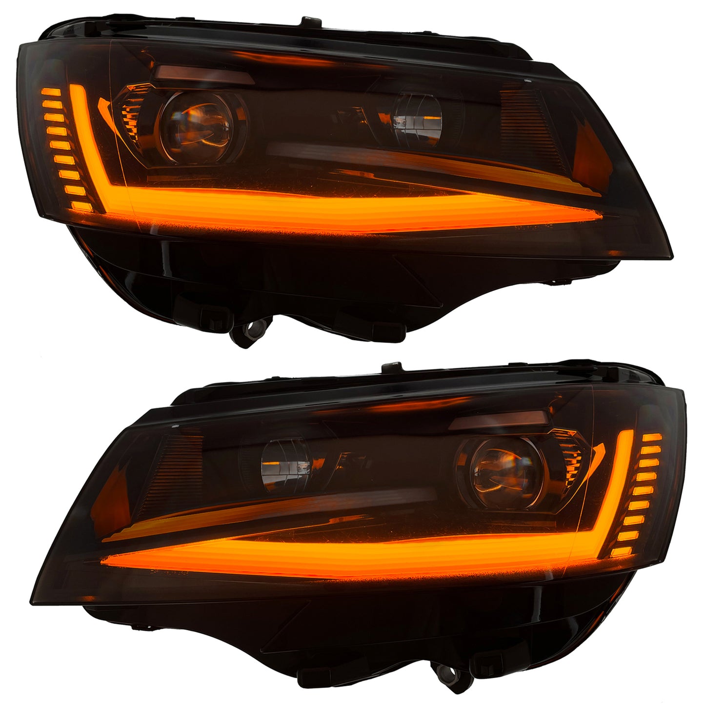 VW Transporter T6.1 2020-2025 LED DRL Upgrade Headlights Dynamic sequential Indicators Black