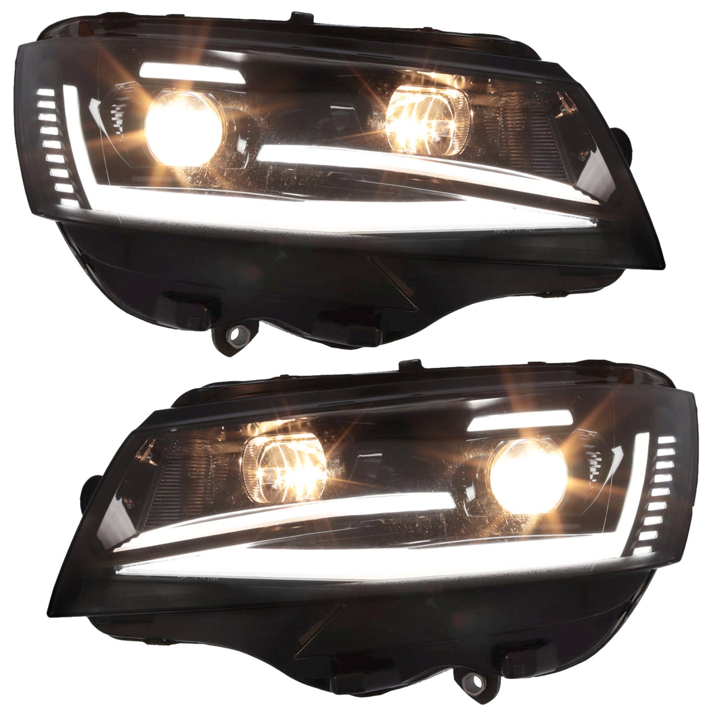 VW Transporter T6.1 2020-2025 LED DRL Upgrade Headlights Dynamic sequential Indicators Black