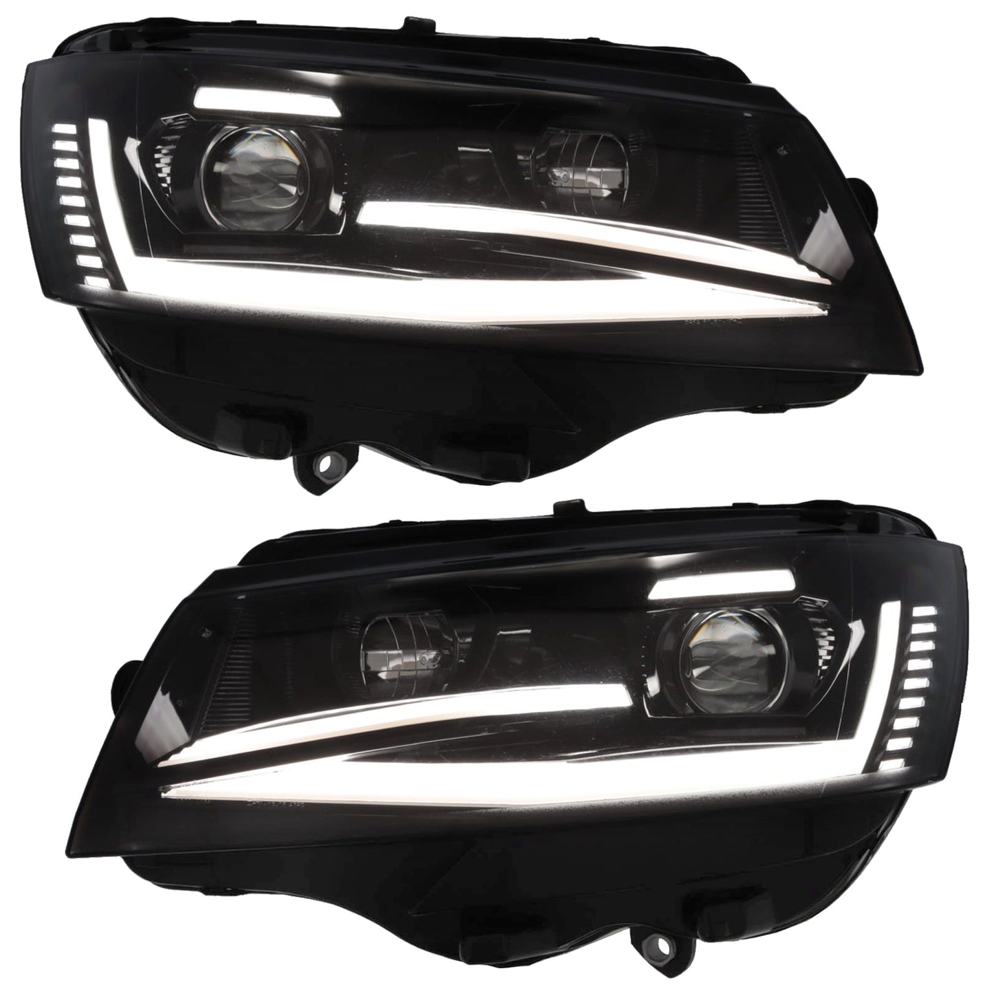 VW Transporter T6.1 2020-2025 LED DRL Upgrade Headlights Dynamic sequential Indicators Black